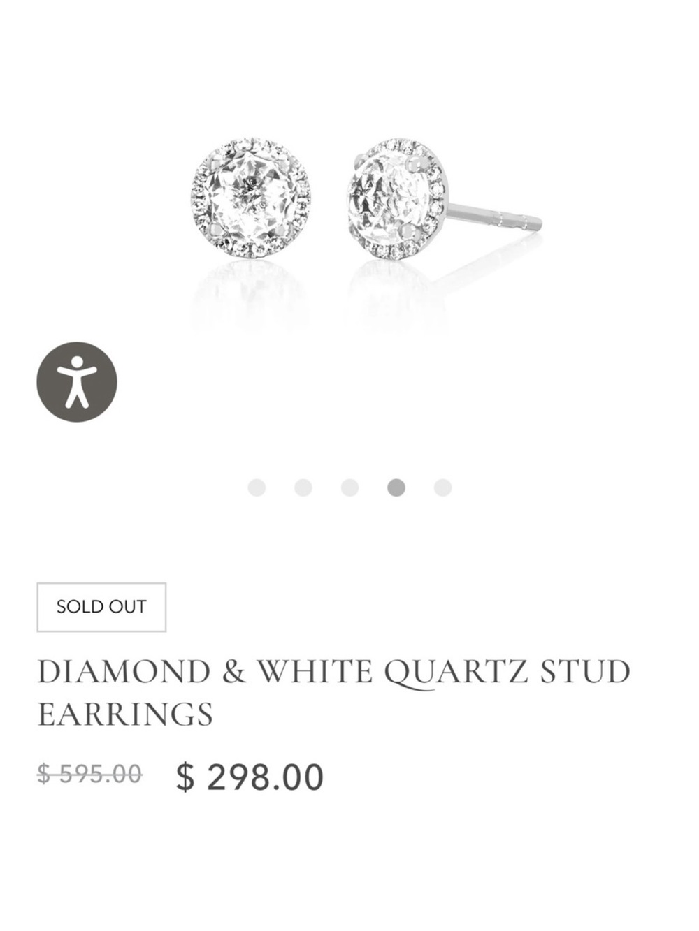 Ef collection diamond and white quartz studs